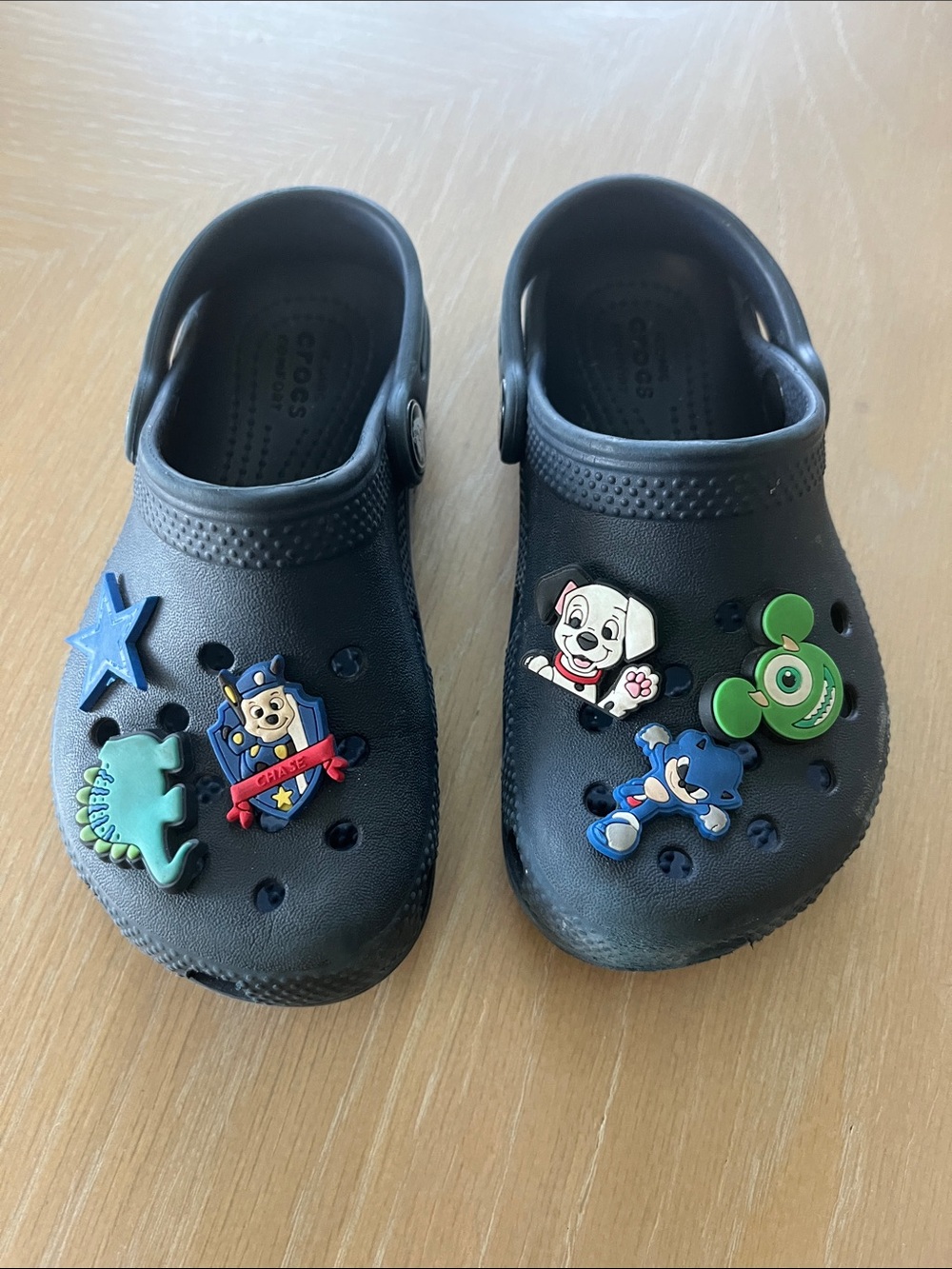 CROCS Kids' Black Clogs with Character Jibbitz